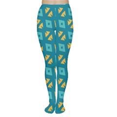 Blue Yellow Shapes Pattern Tights by LalyLauraFLM