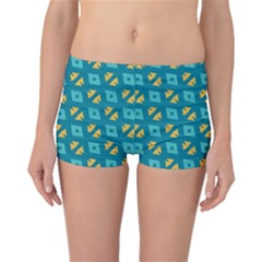 Blue Yellow Shapes Pattern Boyleg Bikini Bottoms by LalyLauraFLM