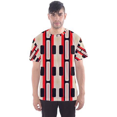 Rectangles And Stripes Pattern Men s Sport Mesh Tee by LalyLauraFLM