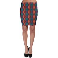 Green Orange Shapes Pattern Bodycon Skirt by LalyLauraFLM