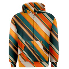 Diagonal Stripes In Retro Colors Men s Zipper Hoodie