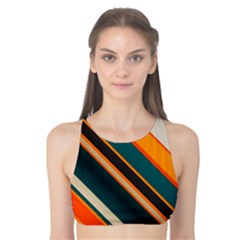 Diagonal Stripes In Retro Colors Tank Bikini Top by LalyLauraFLM