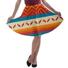 Tribal Shapes  A-line Skater Skirt by LalyLauraFLM