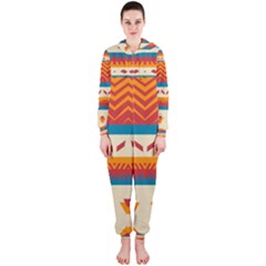 Tribal Shapes  Hooded Jumpsuit (ladies) by LalyLauraFLM