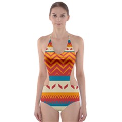 Tribal Shapes  Cut-out One Piece Swimsuit by LalyLauraFLM