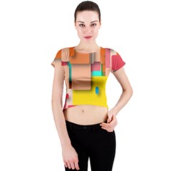 Rounded Rectangles Crew Neck Crop Top by hennigdesign
