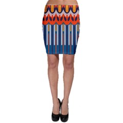 Textured Shapes In Retro Colors    Bodycon Skirt by LalyLauraFLM