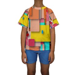Rounded Rectangles Kid s Short Sleeve Swimwear by hennigdesign