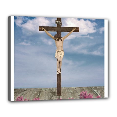 Jesus On The Cross Illustration Canvas 20  X 16  by dflcprints