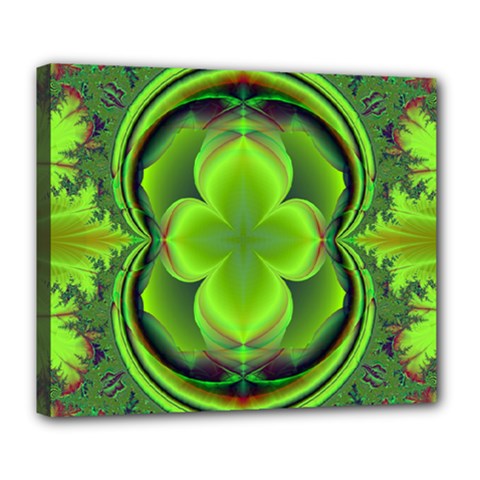 Green Clover Deluxe Canvas 24  X 20   by Delasel