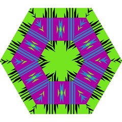 Tribal Shapes On A Green Background Umbrella by LalyLauraFLM
