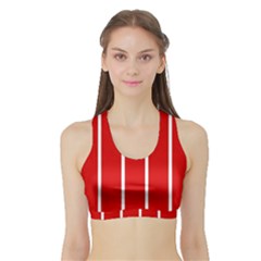 White and Red Stripes Women s Sports Bra with Border