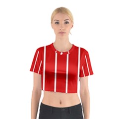 White and Red Stripes Cotton Crop Top