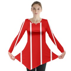 White and Red Stripes Long Sleeve Tunic 