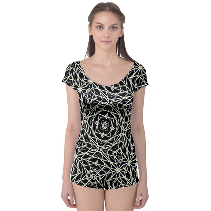 Polygons Pattern Print Boyleg Leotard (Ladies)