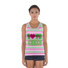 I Heart To Cheer In Summer Camp Chevron Sport Tank Top  by GalaxySpirit