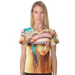 Indian 14 Women s V-neck Sport Mesh Tee