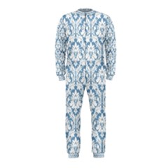 White On Light Blue Damask Onepiece Jumpsuit (kids) by Zandiepants