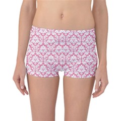 Soft Pink Damask Pattern Reversible Boyleg Bikini Bottoms by Zandiepants