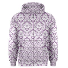 White On Lilac Damask Men s Zipper Hoodie