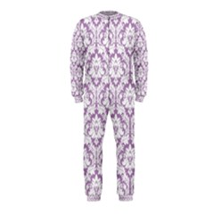 White On Lilac Damask Onepiece Jumpsuit (kids) by Zandiepants