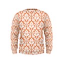 White On Orange Damask Kids  Sweatshirt View1