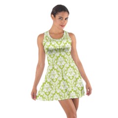 Spring Green Damask Pattern Cotton Racerback Dress