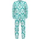 White On Turquoise Damask OnePiece Jumpsuit (Men)  View1