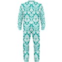 White On Turquoise Damask OnePiece Jumpsuit (Men)  View2