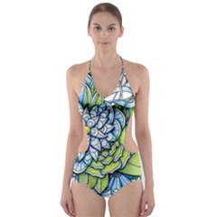 Peaceful Flower Garden Cut-out One Piece Swimsuit by Zandiepants