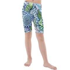 Peaceful Flower Garden 2 Kid s Mid Length Swim Shorts by Zandiepants