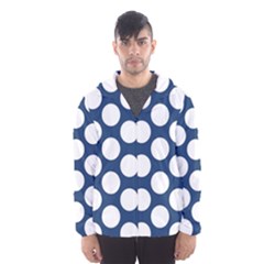 Dark Blue Polkadot Hooded Wind Breaker (men) by Zandiepants