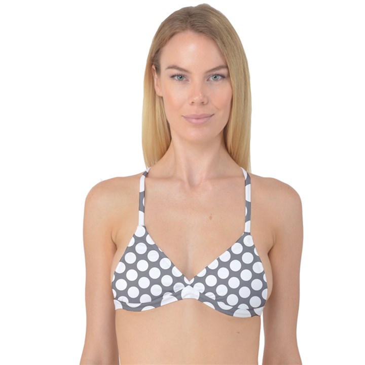 Grey Polkadot Reversible Tri Bikini Top