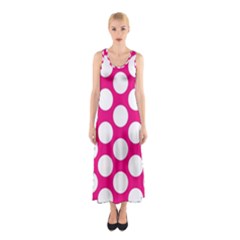 Pink Polkadot Full Print Maxi Dress by Zandiepants