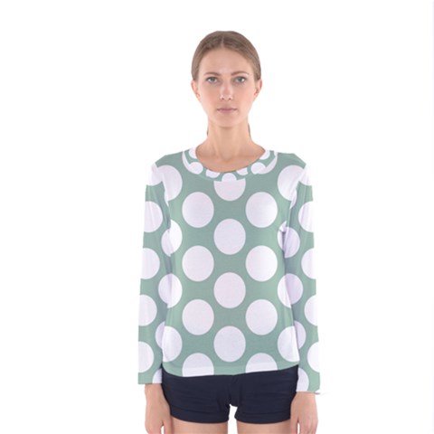 Jade Green Polkadot Women s Long Sleeve Tee by Zandiepants