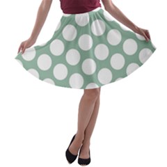 Jade Green Polkadot A-line Skater Skirt