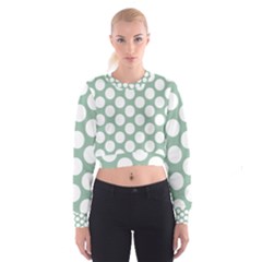 Jade Green Polkadot Women s Cropped Sweatshirt