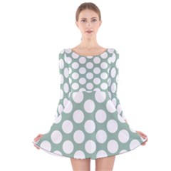 Jade Green Polkadot Long Sleeve Velvet Skater Dress by Zandiepants