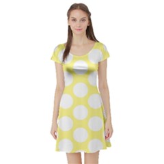 Yellow Polkadot Short Sleeve Skater Dress