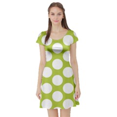 Spring Green Polkadot Short Sleeve Skater Dress