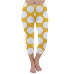 Sunny Yellow Polkadot Capri Winter Leggings 