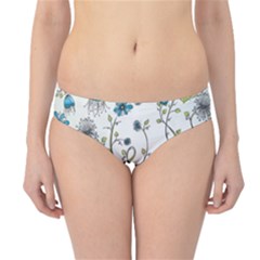 Blue Whimsical Flowers  On Blue Hipster Bikini Bottoms by Zandiepants