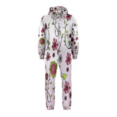 Pink Whimsical Flowers On Pink Hooded Jumpsuit (kids) by Zandiepants
