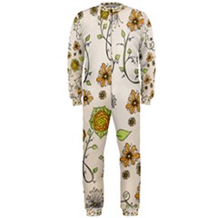 Yellow Whimsical Flowers  Onepiece Jumpsuit (men)  by Zandiepants