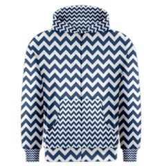 Dark Blue And White Zigzag Men s Zipper Hoodie