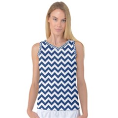 Dark Blue And White Zigzag Women s Basketball Tank Top by Zandiepants