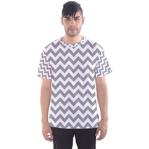 Grey And White Zigzag Men s Sport Mesh Tee by Zandiepants