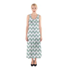 Jade Green And White Zigzag Full Print Maxi Dress by Zandiepants