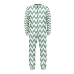 Jade Green And White Zigzag Onepiece Jumpsuit (kids) by Zandiepants