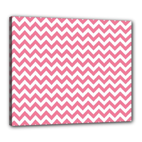 Pink And White Zigzag Canvas 24  X 20  by Zandiepants